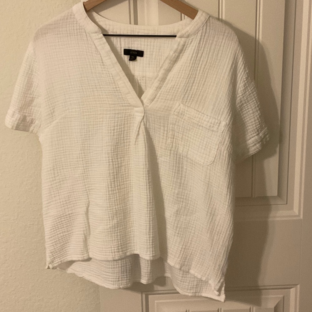 J. Crew White Textured Blouse